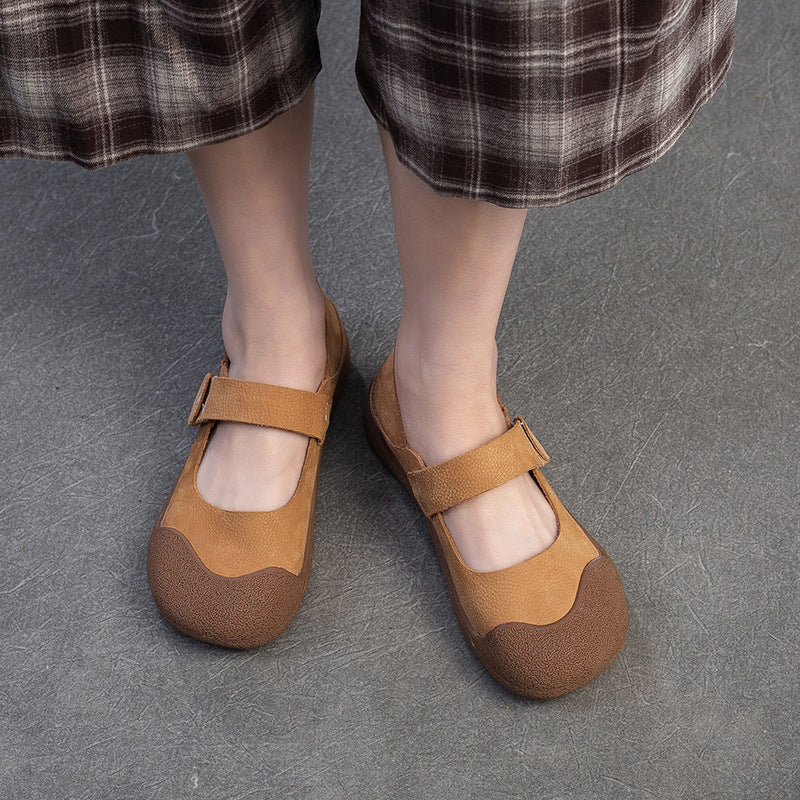 Women Minimalism Leather Soft Flat Casual Shoes-RAIIFY