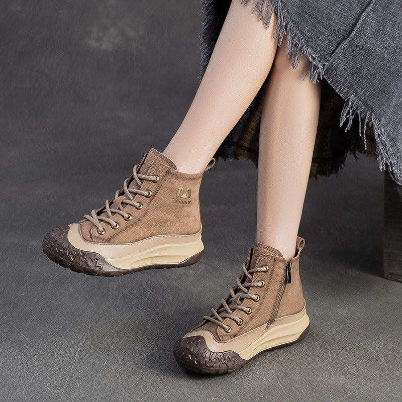 Women's Casual Fashion Leather Platform Boots-RAIIFY