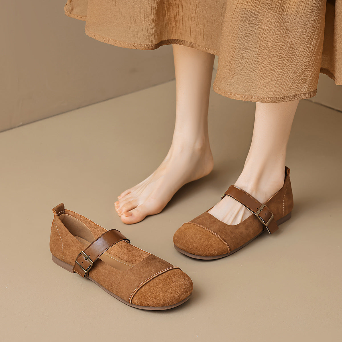 Women Retro Patchwork Soft Leather Casual Flats-RAIIFY