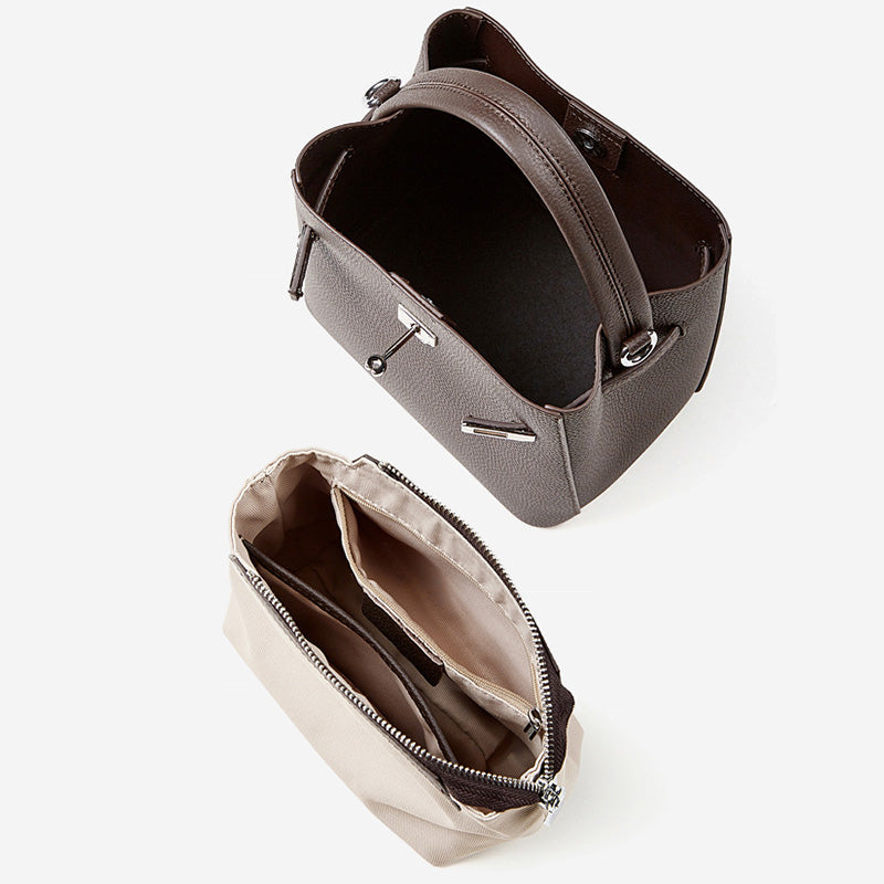 Women's Fashion Leather Mini Bucket Bag