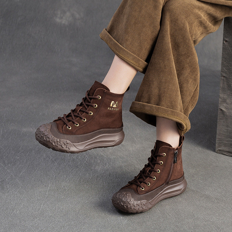 Women's Casual Fashion Leather Platform Boots-RAIIFY