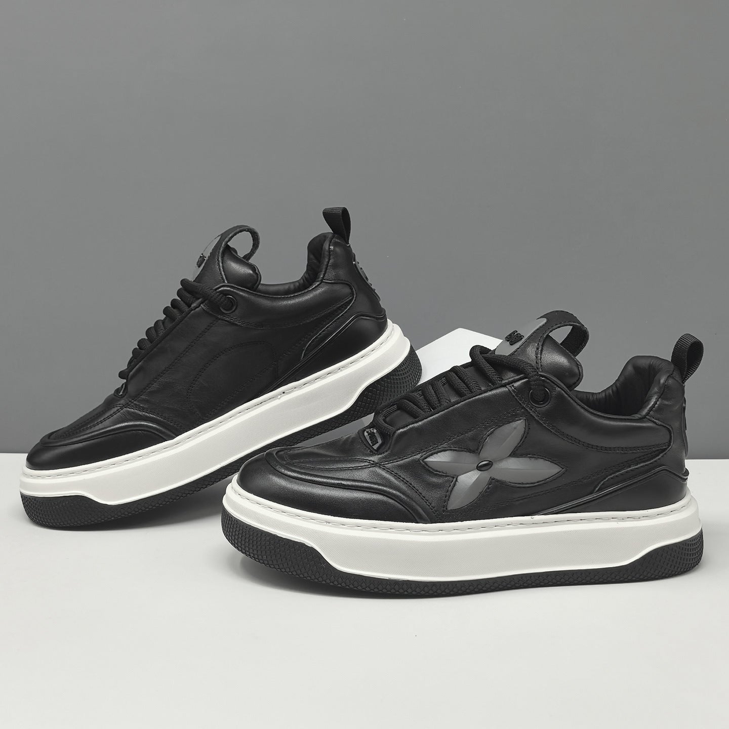 Men's Fashion Leather Flat Casual Sneakers-RAIIFY