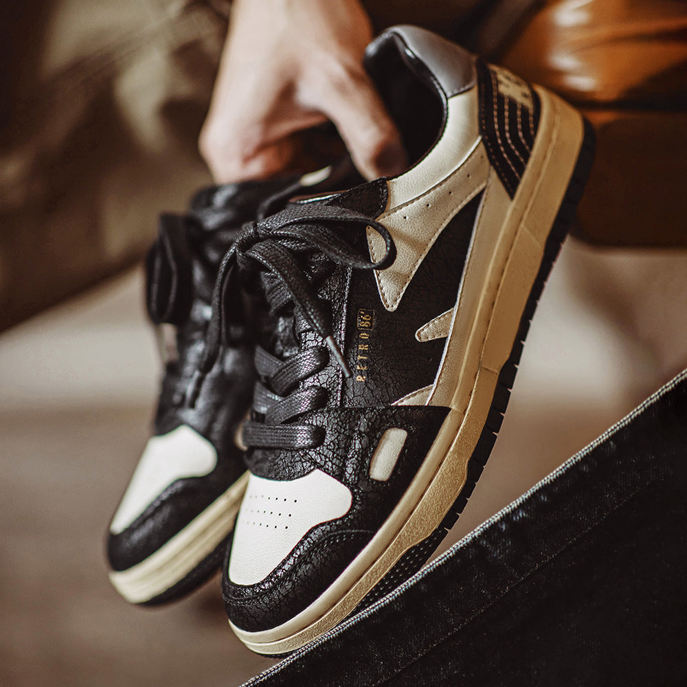 Men’s Casual Slip-On Sneakers – Breathable Leather Mix & Arrow Design-RAIIFY