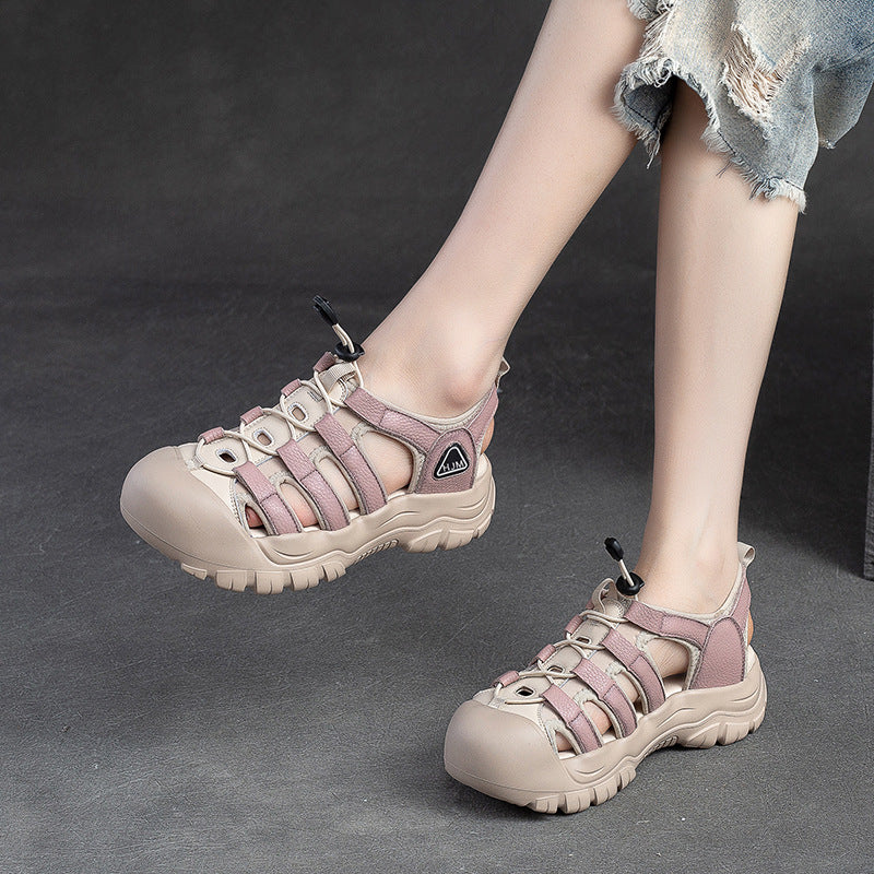 Women Summer Leather Free-Lace Casual Sandals-RAIIFY