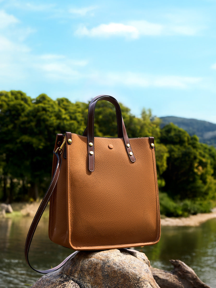 Women's Fashion Leather Vertical Tote Bag-RAIIFY