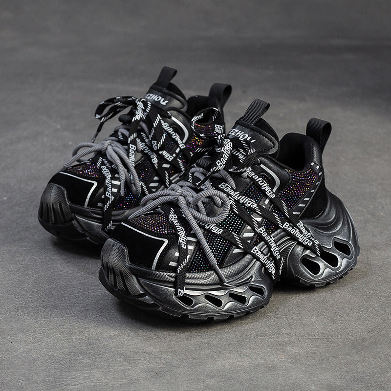 Women's Stylish Rhinestone Chunky Platform Dad Sneakers-RAIIFY