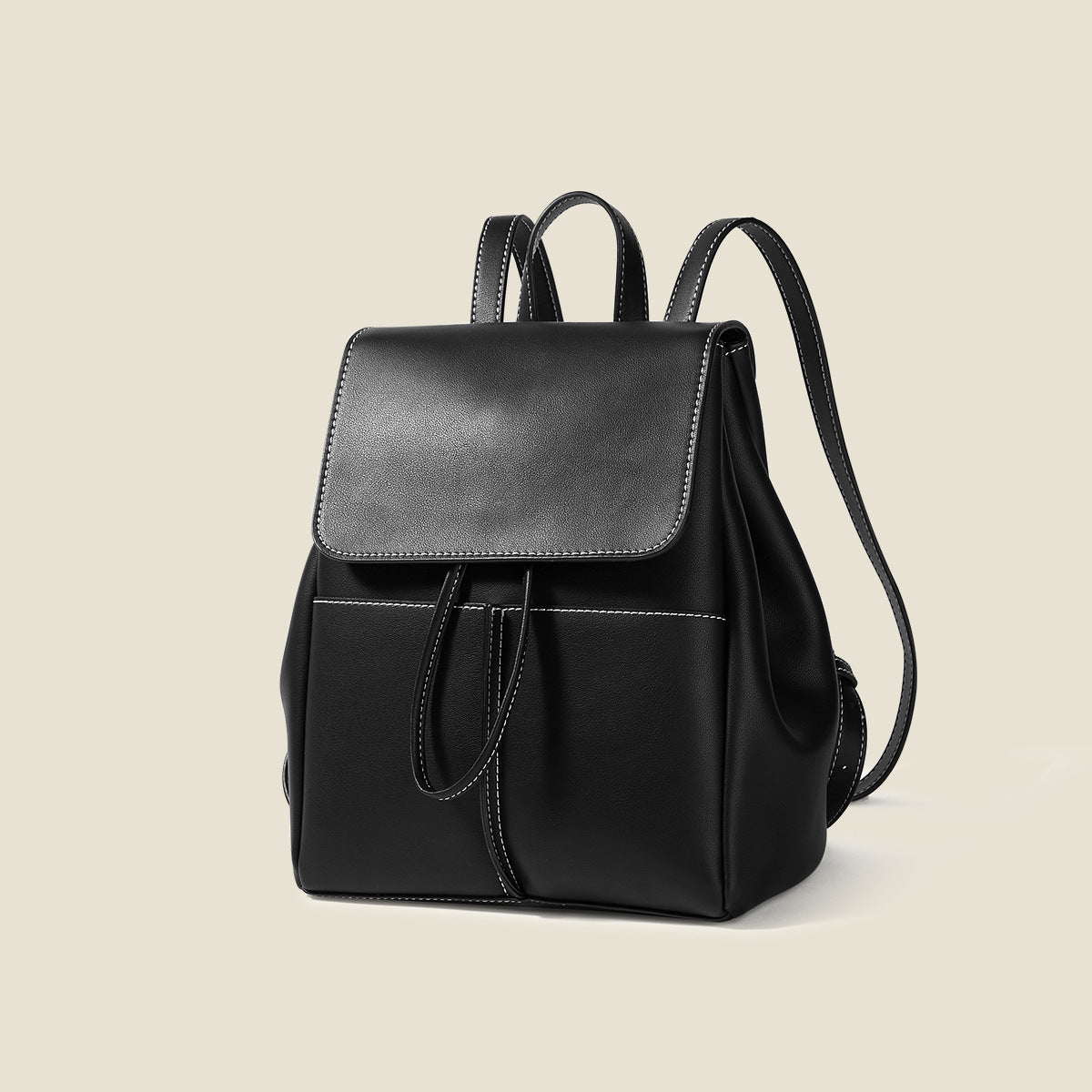 Women's Fashion Plain Leather Casual Backpack-RAIIFY