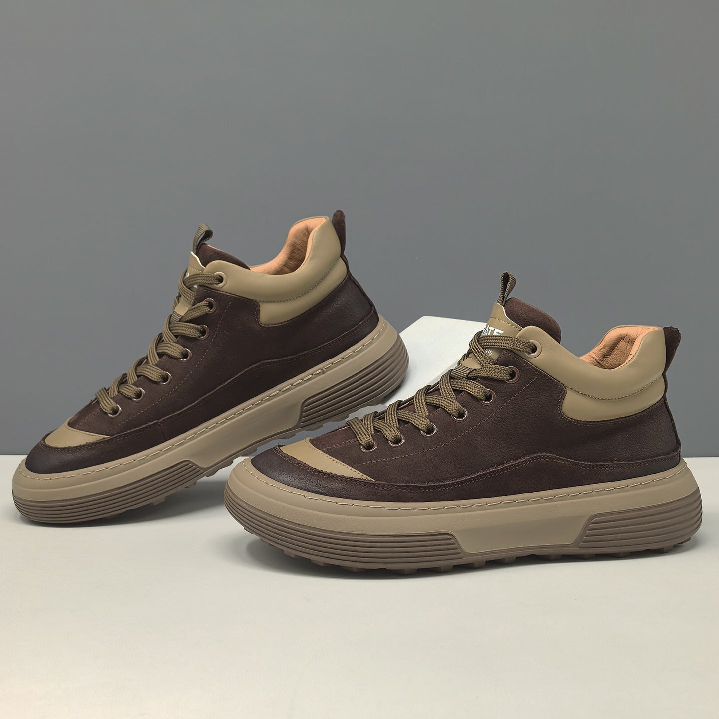 Men's Minimalist Quilted Leather High Top Casual Shoes-RAIIFY