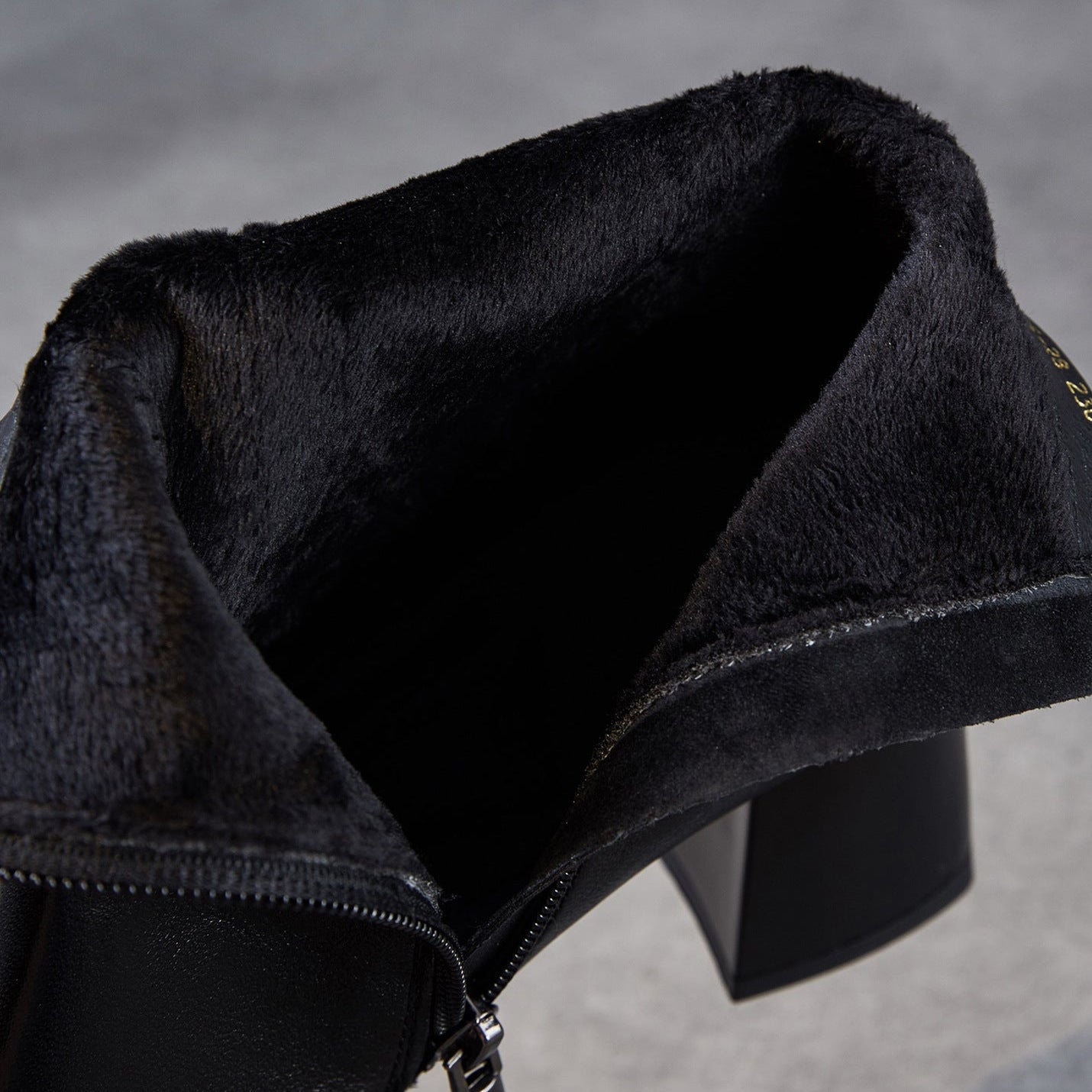 Women's Plain Leather Furred High Heel Ankle Boots-RAIIFY