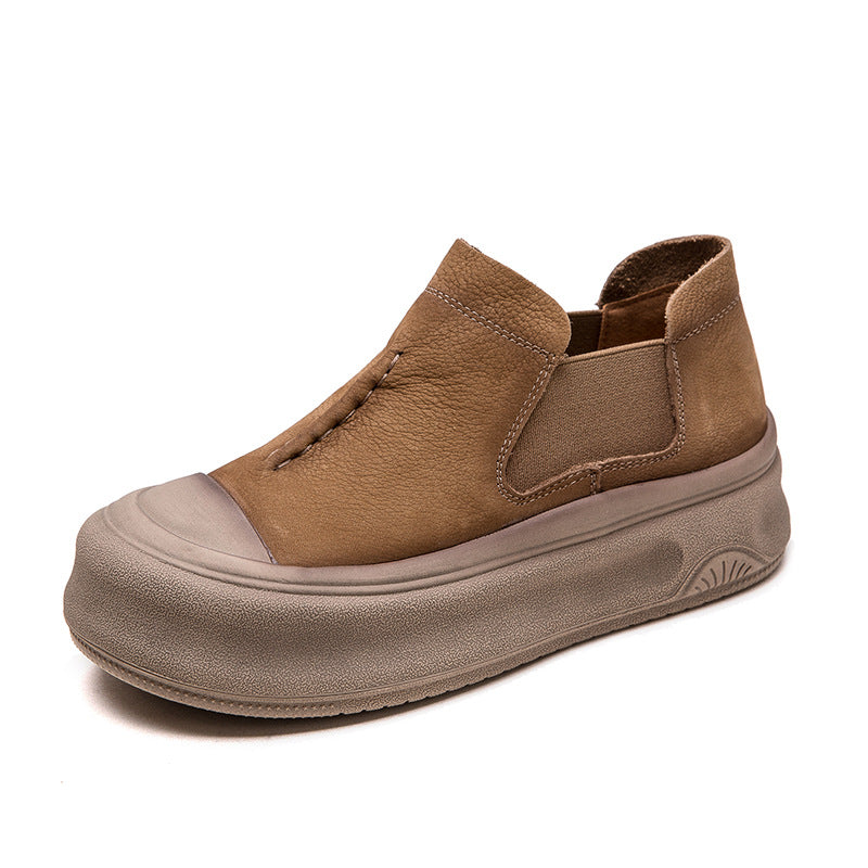 Women Minimalism Leather High Top Flat Platform Casual Shoes-RAIIFY
