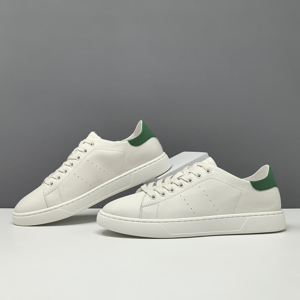 Men's Fashion Leather Low Top White Sneakers-RAIIFY