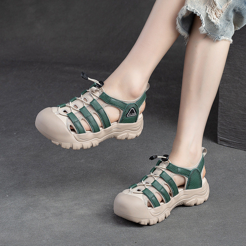 Women Summer Leather Free-Lace Casual Sandals-RAIIFY