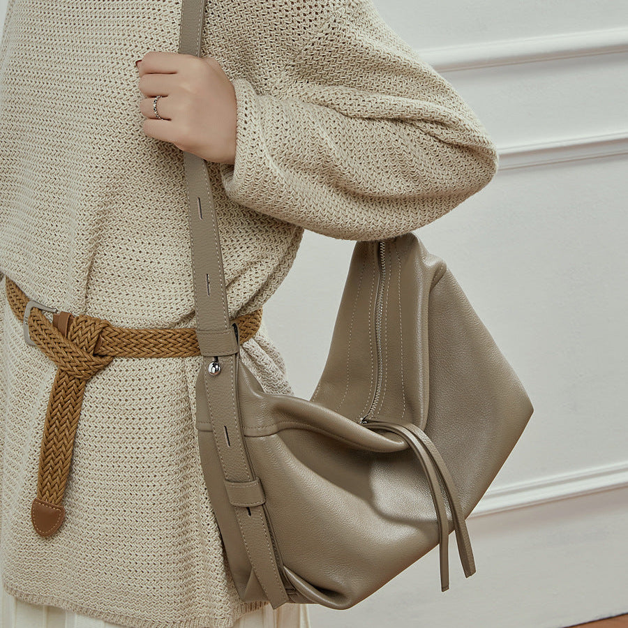 Women’s Minimalist Fashion Leather Hobo Shoulder Bag-RAIIFY