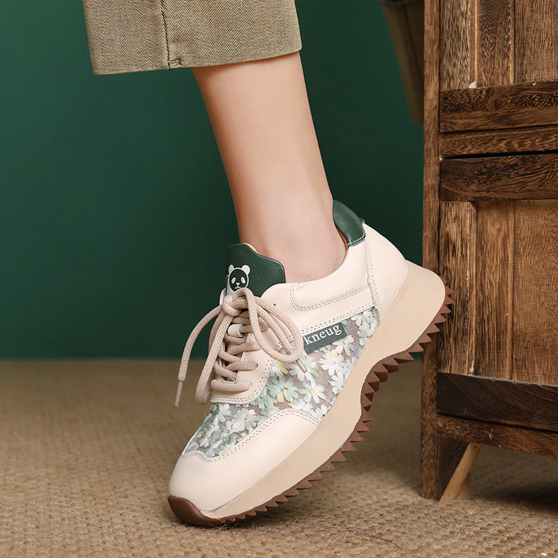 Women's Fashion Leather Embroidery Low Top Casual Shoes-RAIIFY