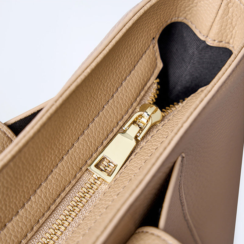 Women Casual Soft Cowhide Leather Tote Shoulder Bag-RAIIFY