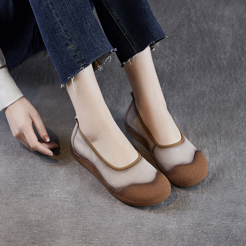 Women Vintage Leather Low Top Casual Flats-RAIIFY