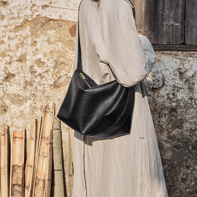 Women's Fashion Soft Plain Leather Tote Bag-RAIIFY