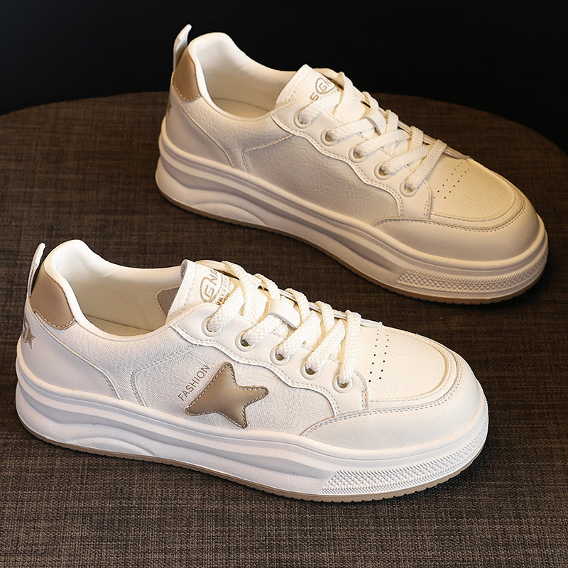 Women's Fashion Leather Soft Flat Casual Sneakers-RAIIFY