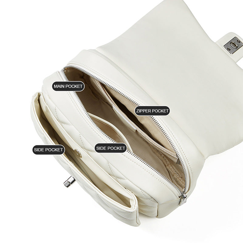 Women's Plain Quilted Leather Mini Backpack Handbag-RAIIFY