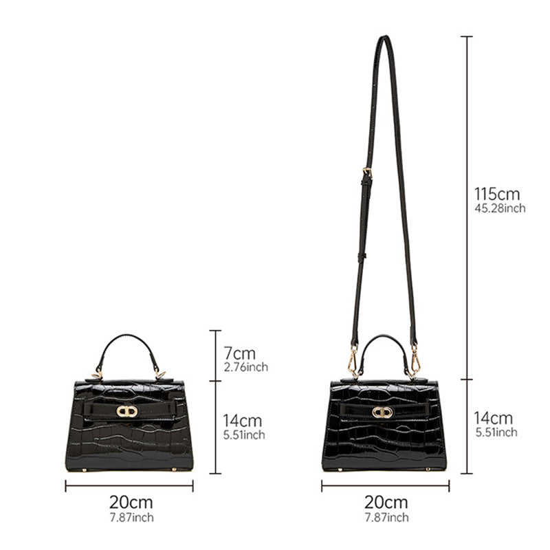 Women's Croc-Embossed Leather Fashion Satchel Bag-RAIIFY