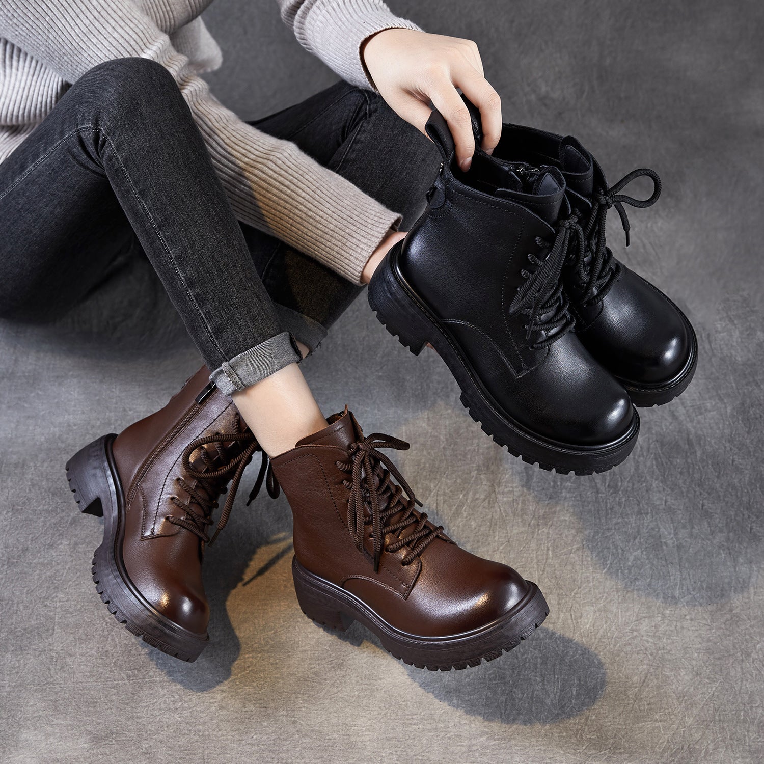 Women's Vintage Classic Leather Ankle Boots-RAIIFY