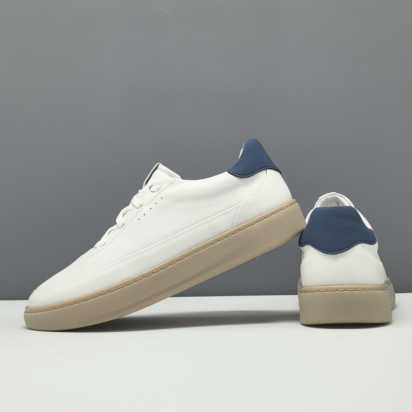 Men's Simple Plain Leather Flat Casual Shoes-RAIIFY