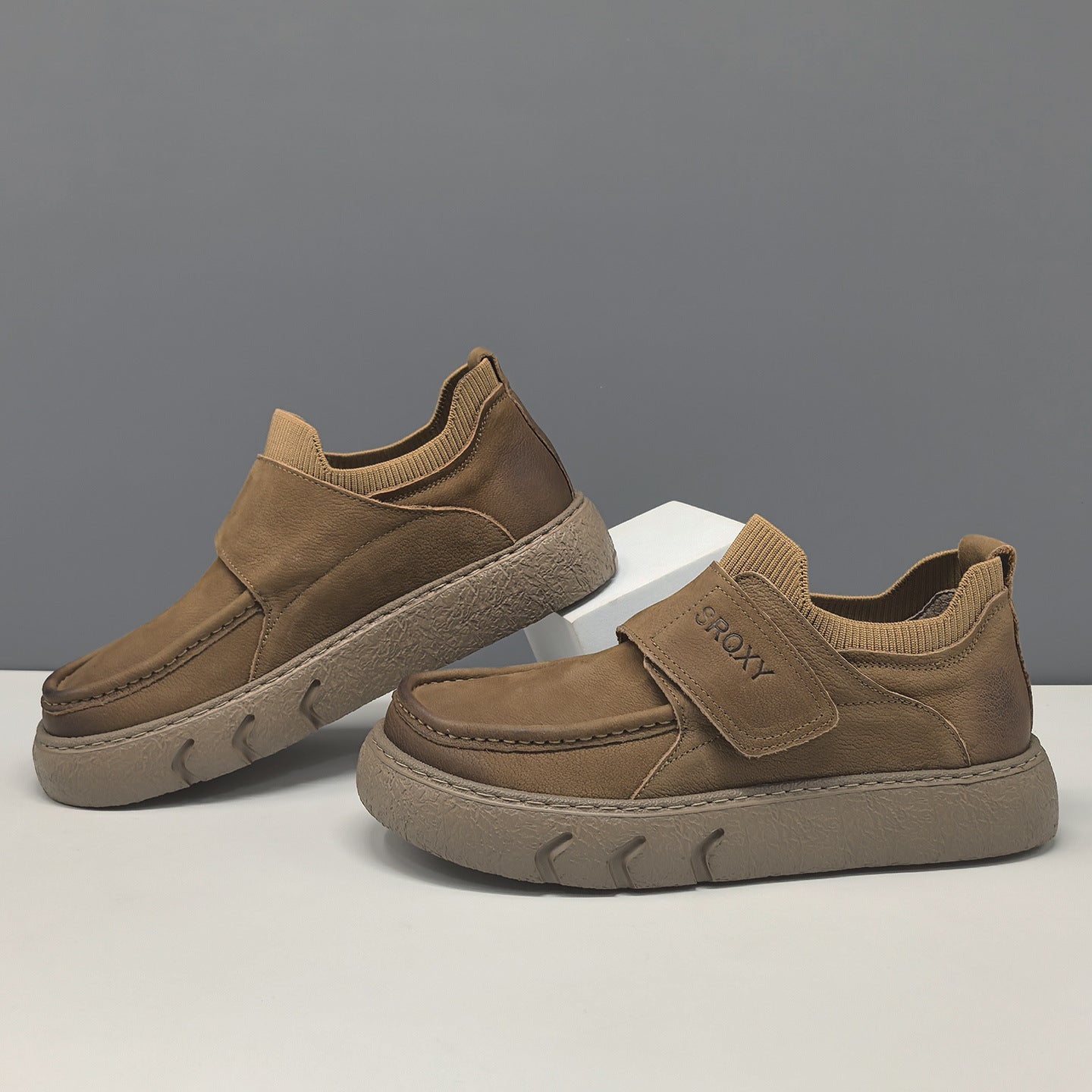 Men's Retro Minimalist Leather Velcro Casual Shoes-RAIIFY