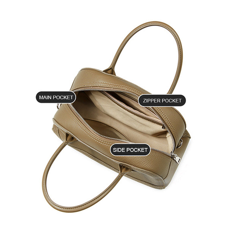 Women's Plain Leather Simple Casual Cross Body Handbag-RAIIFY