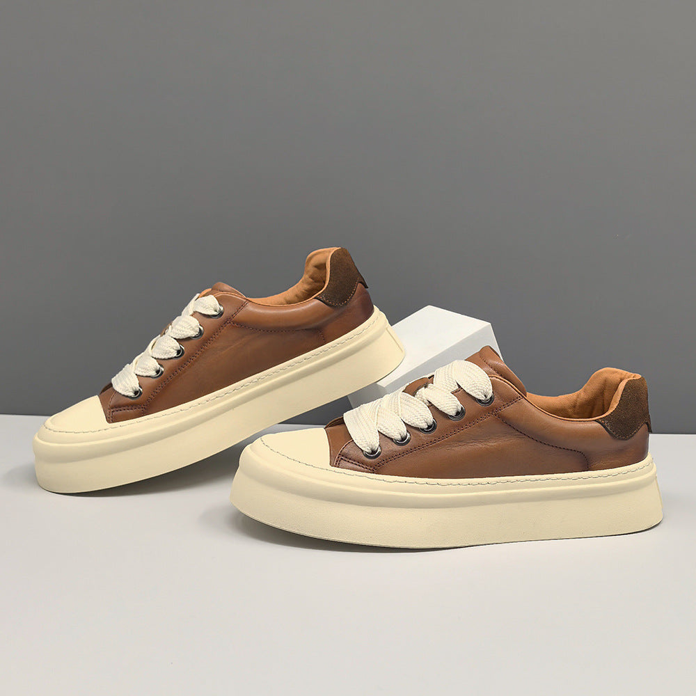Men Fashion Leather Minimalism Flat Casual Shoes-RAIIFY