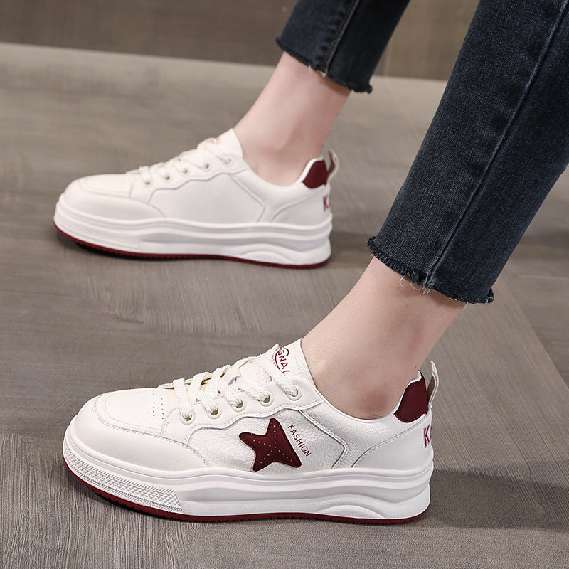 Women's Fashion Leather Soft Flat Casual Sneakers-RAIIFY
