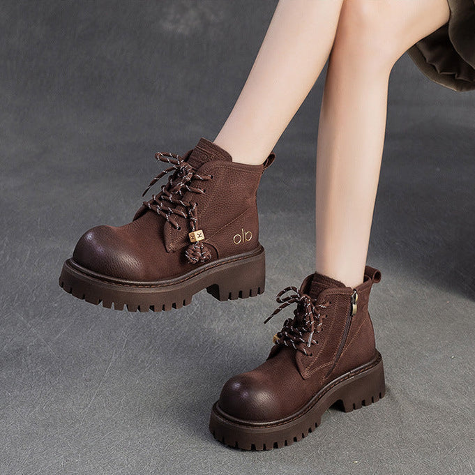 Women's Retro Quilted Leather Winter Furred Snow Boots-RAIIFY