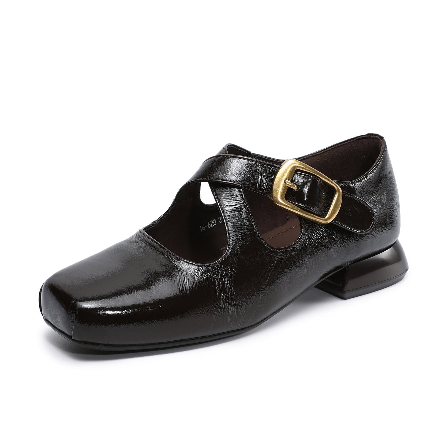 Women Genuine Leather Square Toe Low Heel Mary Jane Shoes-RAIIFY