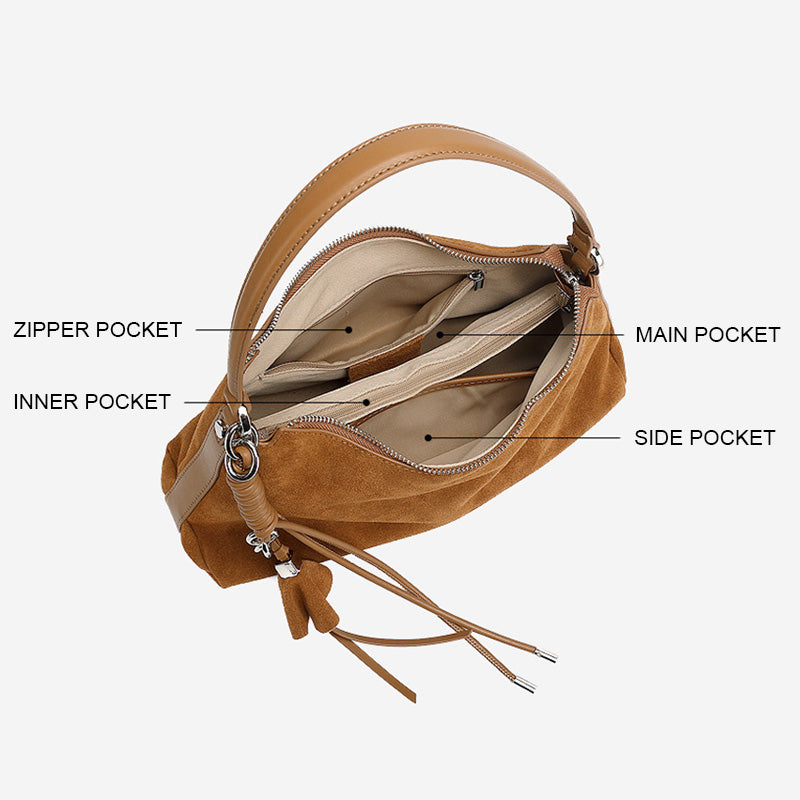 Women’s Retro Plain Suede Leather Shoulder Bag-RAIIFY