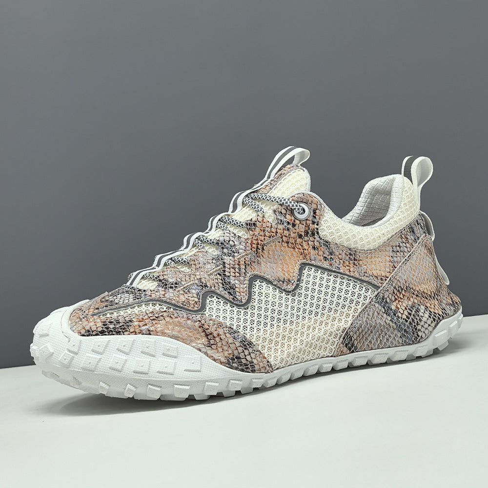 Men's Fashion Breathable Mesh Leather Casual Sneakers-RAIIFY