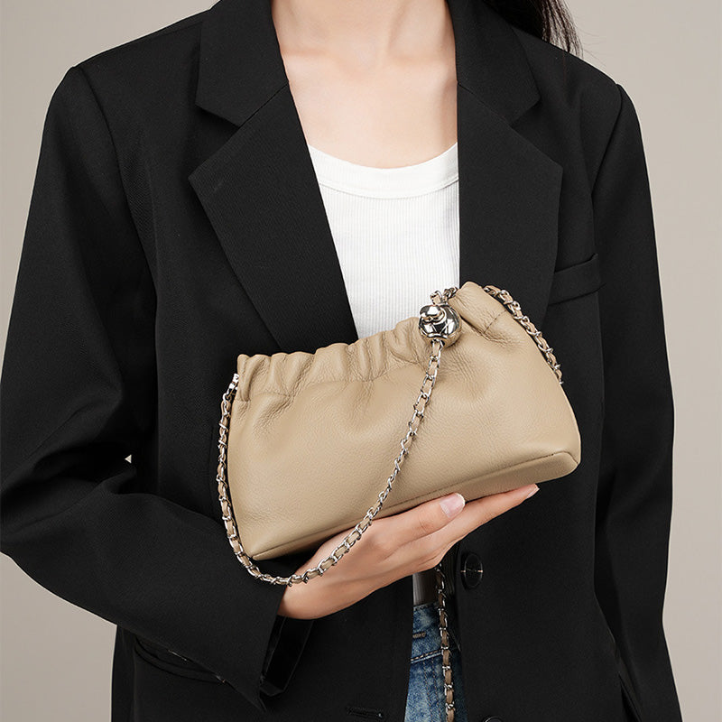 Women Minimalist Soft Leather Chain Strap Cross Body Bag-RAIIFY