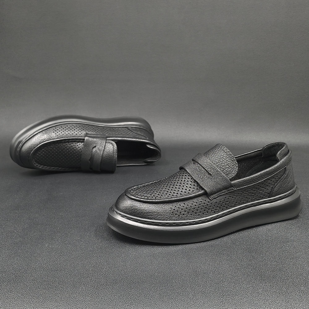 Men Minimalist Breathable Hollow Leather Casual Loafers-RAIIFY