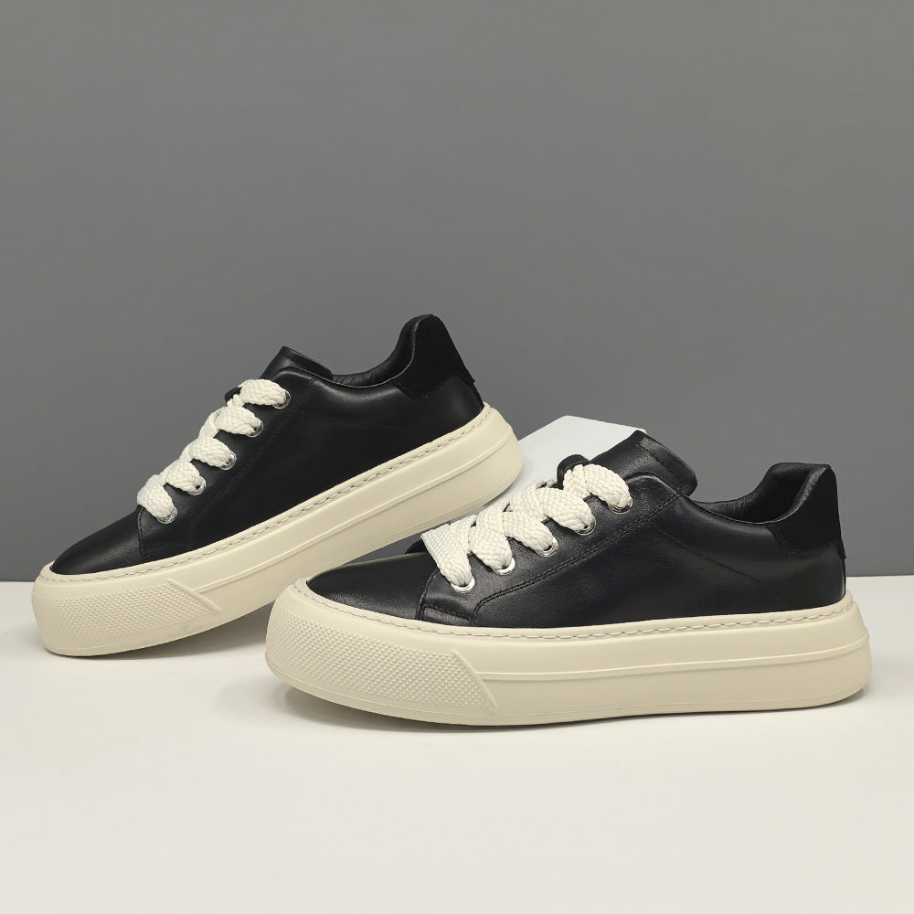 Men Comfort Leather Plain Flat Casual Shoes-RAIIFY