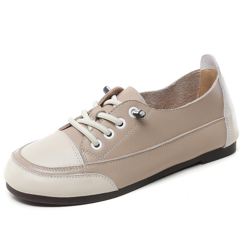 Women's Fashion Quilted Leather Low Top Flat Casual Shoes-RAIIFY