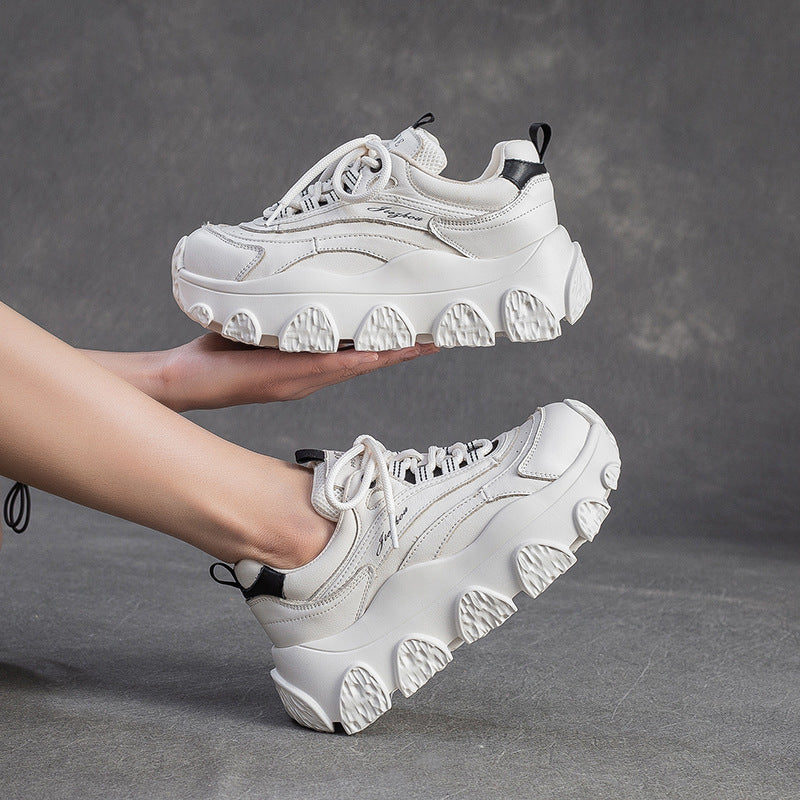 Women's Fashion Quilted Leather Platform Sneakers-RAIIFY
