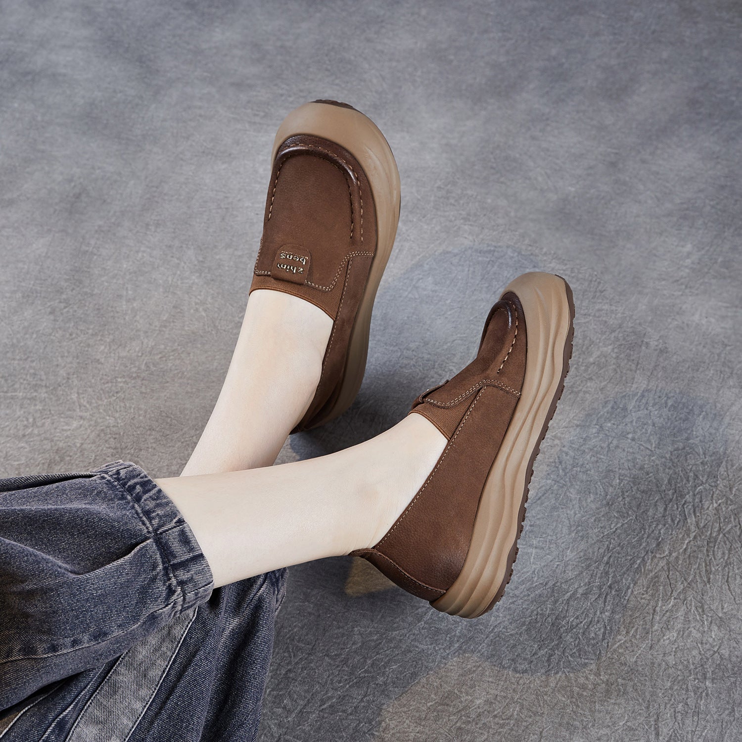 Women's Retro Suede Leather Slip-on Loafers-RAIIFY