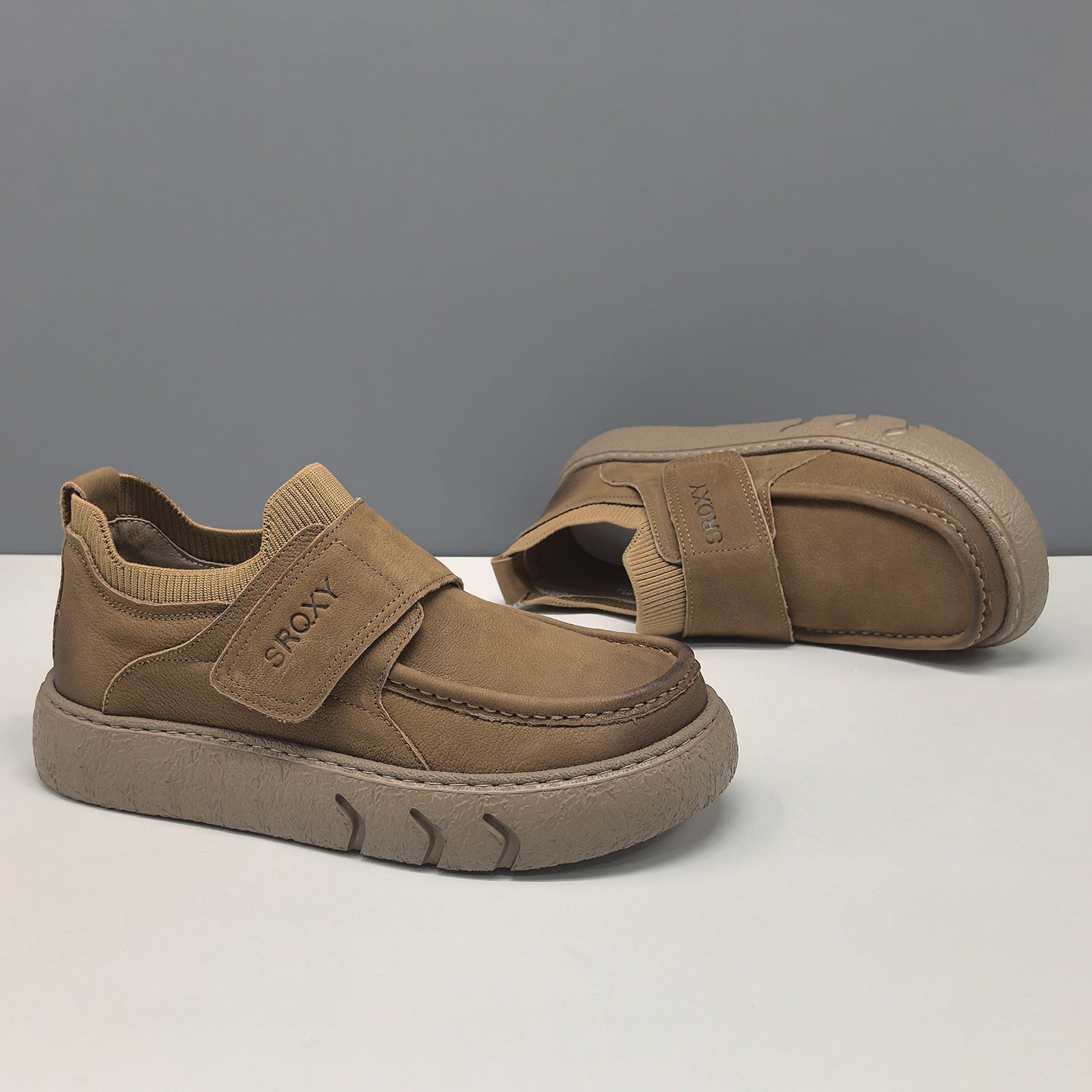 Men's Retro Minimalist Leather Velcro Casual Shoes-RAIIFY