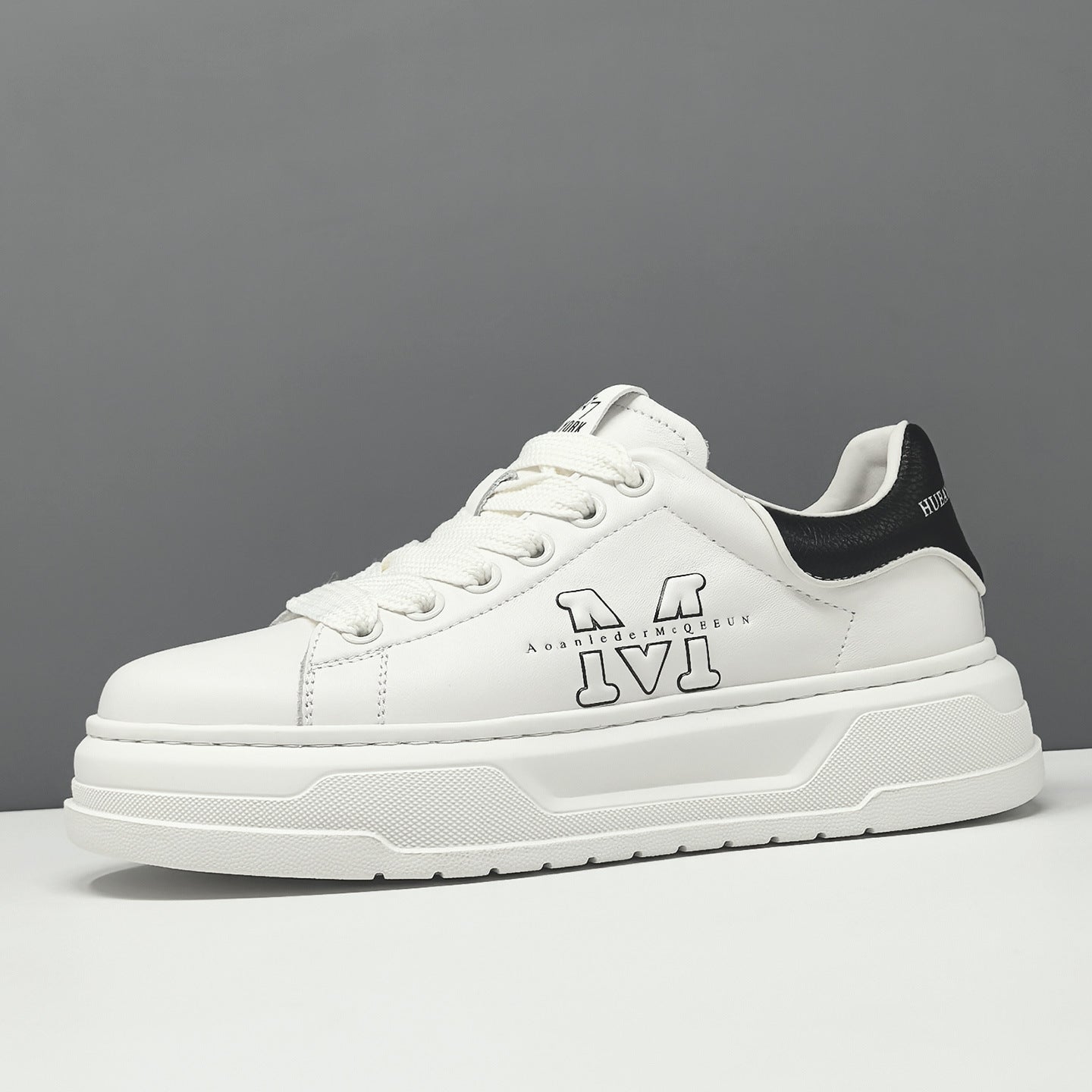 Men's Genuine Leather White Platform Sneakers Casual Fashion Trainers-RAIIFY