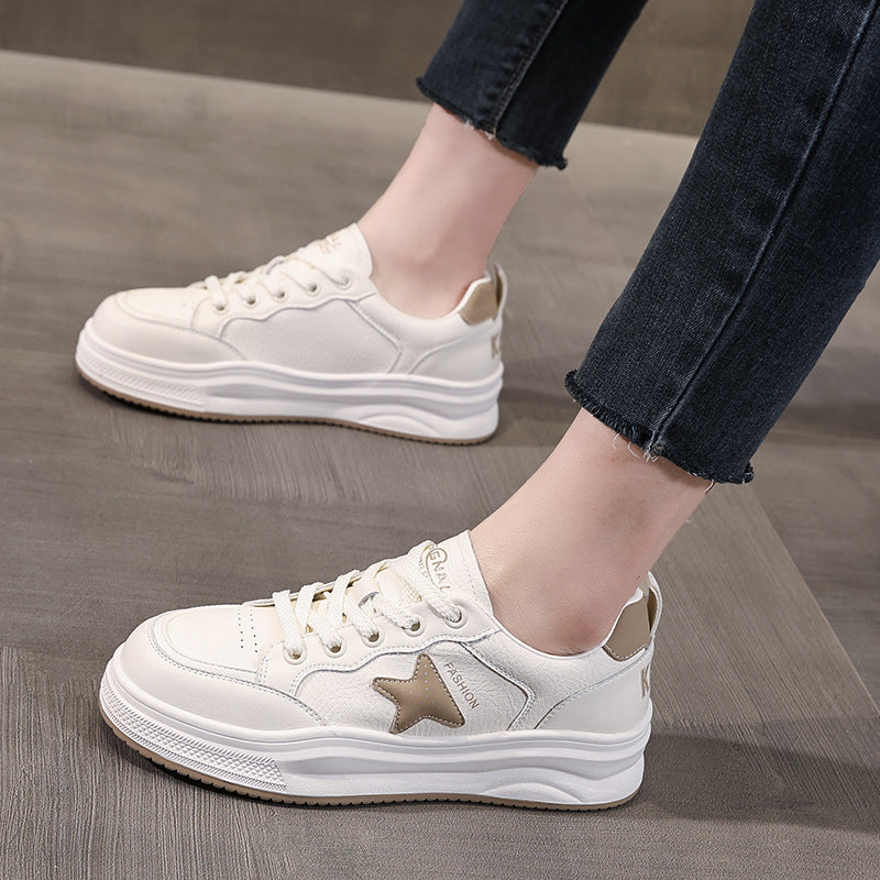 Women's Fashion Leather Soft Flat Casual Sneakers-RAIIFY