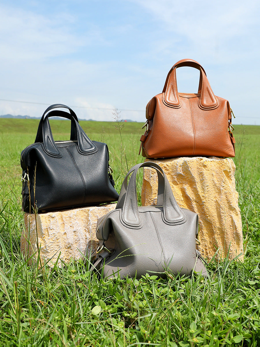 Women's Leather Minimalism Large Capacity Satchel Bag-RAIIFY