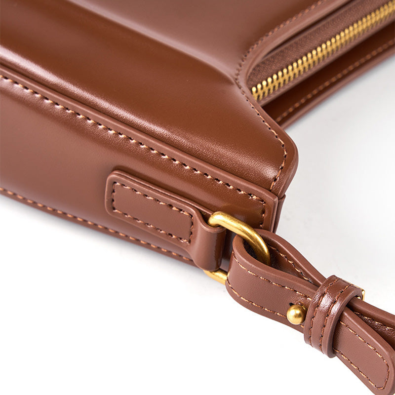 Women Retro Minimalist Leather Shoulder Bag-RAIIFY