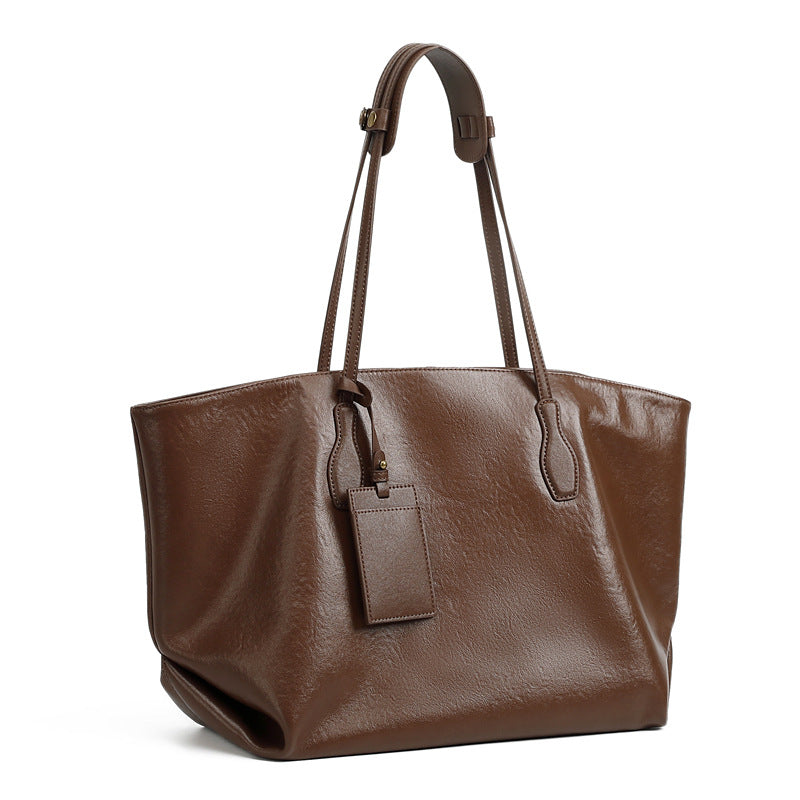 Women’s Retro Leather Large Capacity Tote Bag-RAIIFY