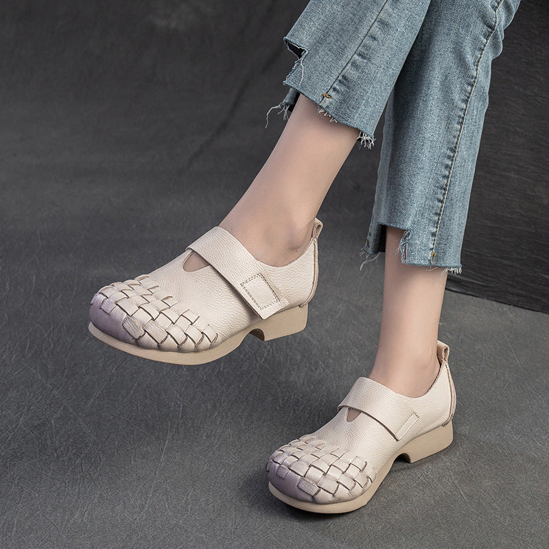 Women Retro Soft Cowhide Casual Shoes-RAIIFY