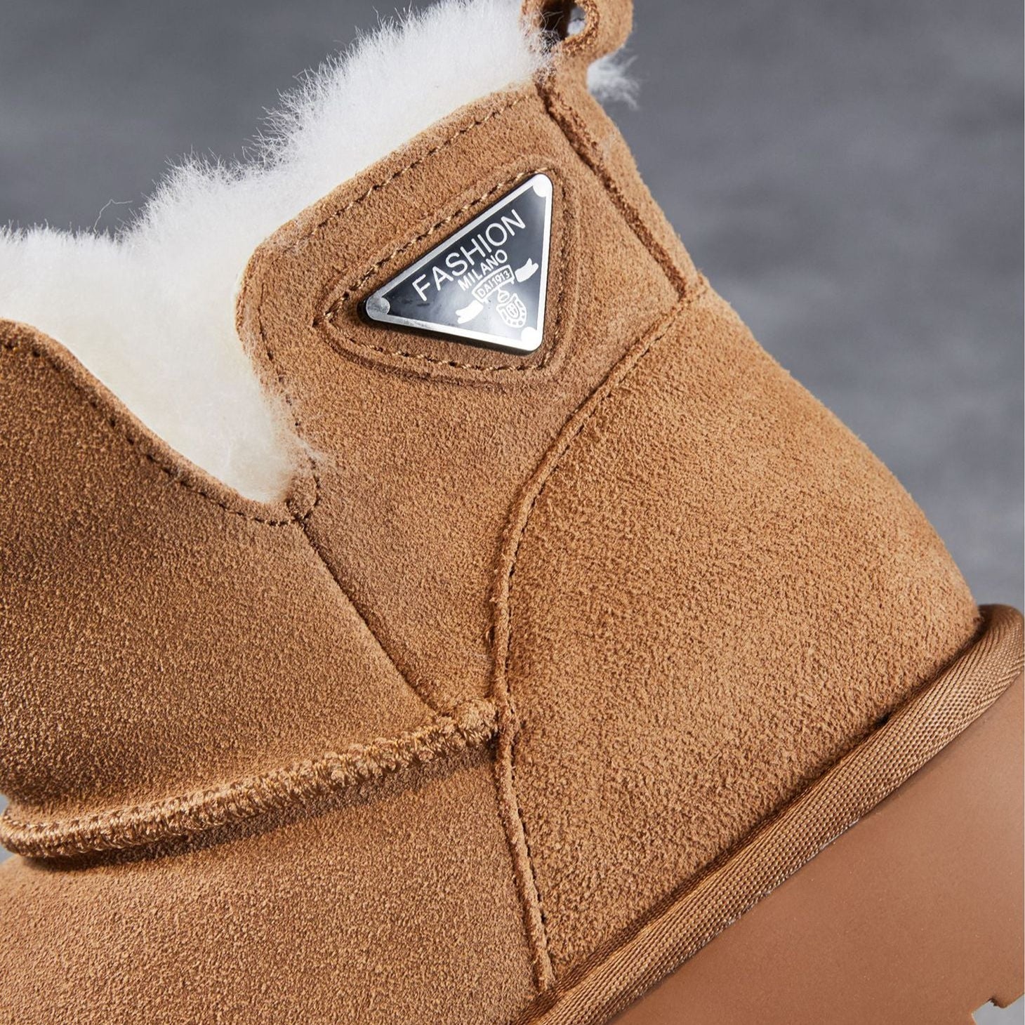Women's Minimalist Plain Suede Slip-on Snow Boots-RAIIFY