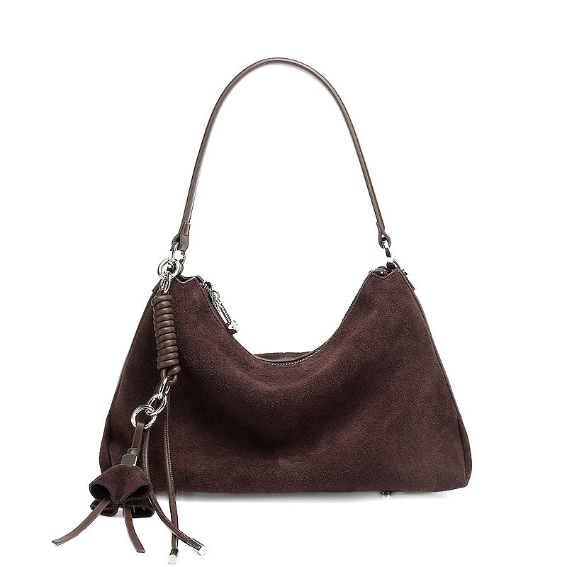Women’s Retro Plain Suede Leather Shoulder Bag-RAIIFY