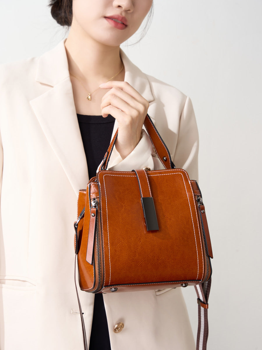 Women Vintage Leather Casual Satchel Bag-RAIIFY